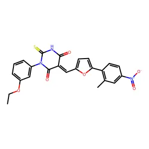 (5Z)-1-(3-ethoxyphenyl)-5-[[5-(2-methyl-4-nitrophenyl)furan-2-yl]methylidene]-2-sulfanylidene-1,3-diazinane-4,6-dione structure