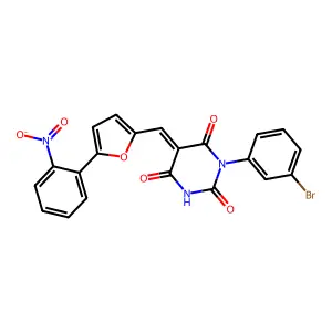 (5Z)-1-(3-bromophenyl)-5-[[5-(2-nitrophenyl)furan-2-yl]methylidene]-1,3-diazinane-2,4,6-trione structure