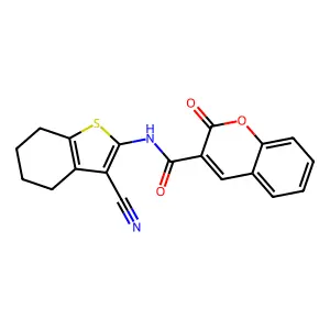 N-(3-Cyano-4,5,6,7-tetrahydro-1-benzothien-2-YL)-2-oxo-2H-chromene-3-carboxamide structure