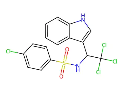 4-chloro-N-[2,2,2-trichloro-1-(1H-indol-3-yl)ethyl]benzenesulfonamide structure
