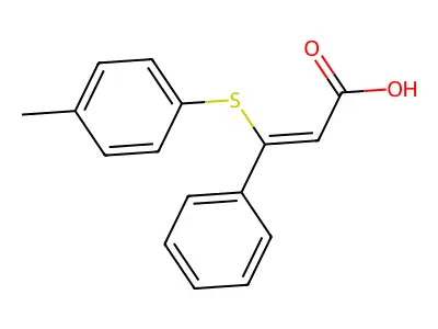 (Z)-3-(4-methylphenyl)sulfanyl-3-phenylprop-2-enoic acid structure