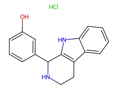 Phenol, 3-(2,3,4,9-tetrahydro-1H-pyrido(3,4-b)indol-1-yl)-, hydrochloride (1:1) structure
