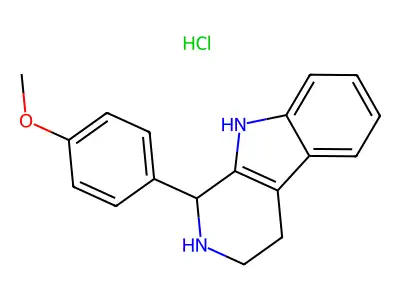 9H-Pyrido(3,4-6)indole, 1,2,3,4-tetrahydro-1-(p-methoxyphenyl)-, hydrochloride structure