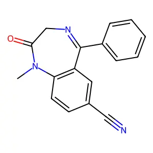 2,3-Dihydro-1-methyl-2-oxo-5-phenyl-1H-1,4-benzodiazepine-7-carbonitrile structure