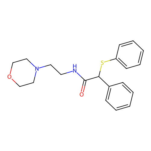 N-(2-morpholin-4-ylethyl)-2-phenyl-2-phenylthioacetamide structure