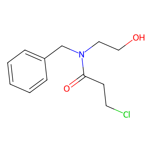 N-benzyl-3-chloro-N-(2-hydroxyethyl)propanamide structure