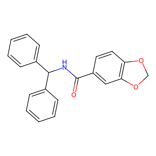 N-benzhydryl-1,3-benzodioxole-5-carboxamide structure