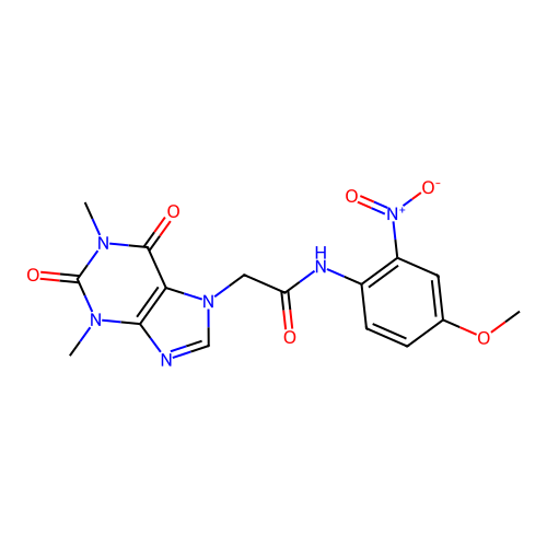2-(1,3-dimethyl-2,6-dioxo-1,2,3,6-tetrahydro-7H-purin-7-yl)-N-(4-methoxy-2-nitrophenyl)acetamide structure