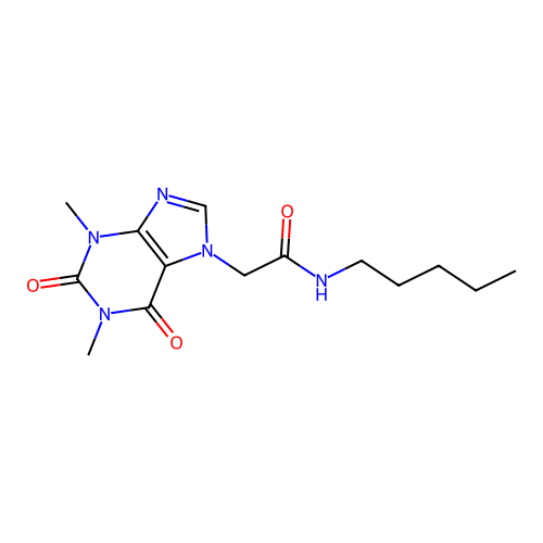 2-(1,3-dimethyl-2,6-dioxo-1,2,3,6-tetrahydro-7H-purin-7-yl)-N-pentylacetamide structure