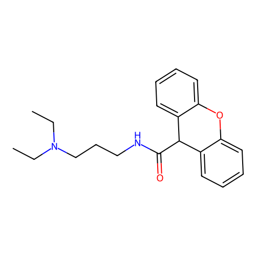 N-[3-(diethylamino)propyl]-9H-xanthene-9-carboxamide structure