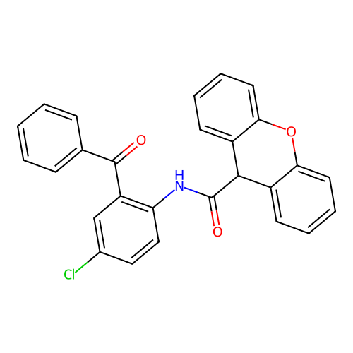 N-(2-benzoyl-4-chlorophenyl)-9H-xanthene-9-carboxamide structure