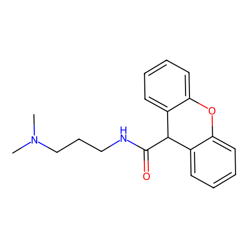 N-[3-(dimethylamino)propyl]-9H-xanthene-9-carboxamide structure