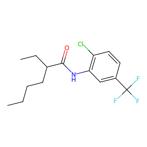 N-[2-chloro-5-(trifluoromethyl)phenyl]-2-ethylhexanamide structure