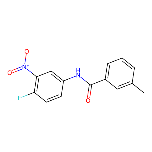 N-(4-fluoro-3-nitro-phenyl)-3-methyl-benzamide structure