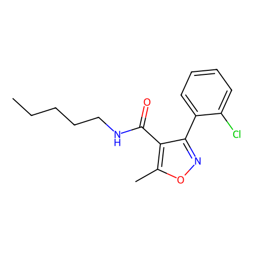 3-(2-chlorophenyl)-5-methyl-N-pentyl-1,2-oxazole-4-carboxamide structure