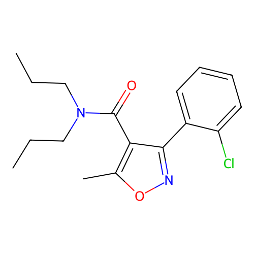 3-(2-chlorophenyl)-5-methyl-N,N-dipropyl-1,2-oxazole-4-carboxamide structure