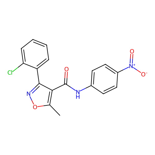 3-(2-chlorophenyl)-5-methyl-N-(4-nitrophenyl)-1,2-oxazole-4-carboxamide structure