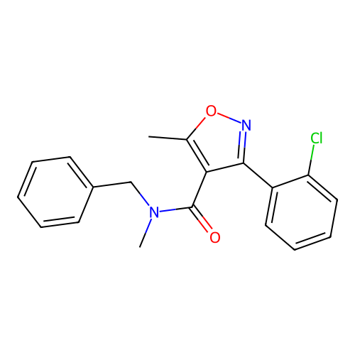 N-benzyl-3-(2-chlorophenyl)-N,5-dimethyl-1,2-oxazole-4-carboxamide structure