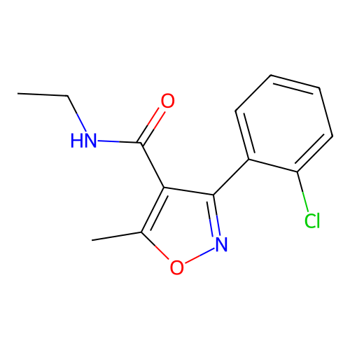 3-(2-chlorophenyl)-N-ethyl-5-methyl-1,2-oxazole-4-carboxamide structure