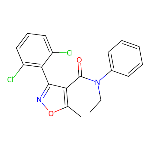 3-(2,6-dichlorophenyl)-N-ethyl-5-methyl-N-phenyl-1,2-oxazole-4-carboxamide structure