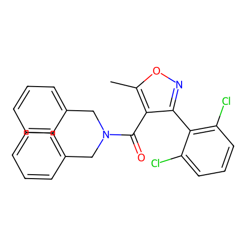 N,N-dibenzyl-3-(2,6-dichlorophenyl)-5-methyl-1,2-oxazole-4-carboxamide structure