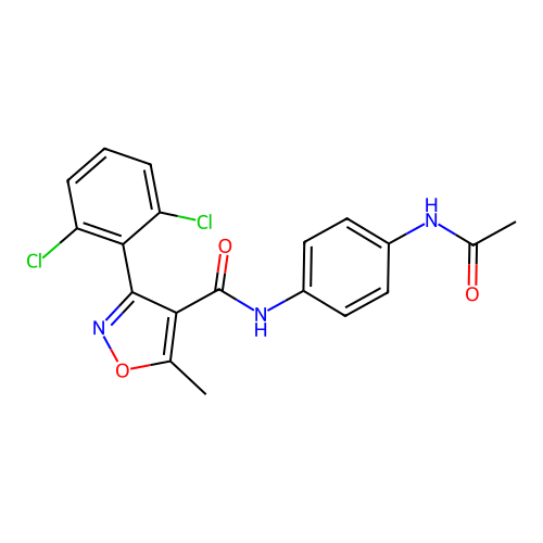 N-[4-(Acetylamino)phenyl]-3-(2,6-dichlorophenyl)-5-methyl-4-isoxazolecarboxamide structure