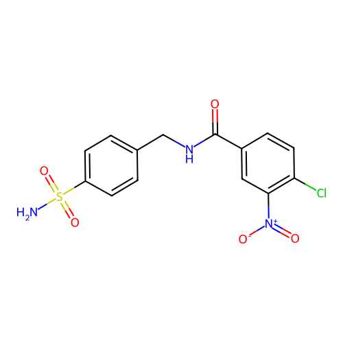 4-chloro-3-nitro-N-(4-sulfamoylbenzyl)benzamide structure