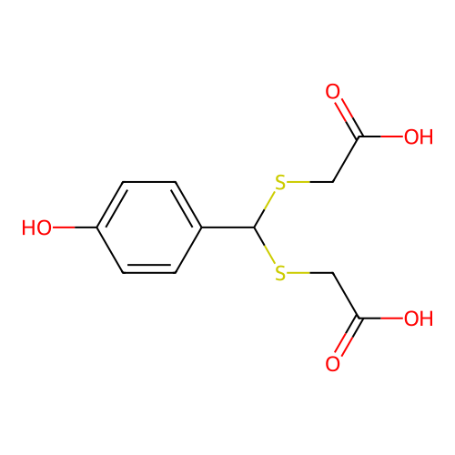 2-[Carboxymethylsulfanyl-(4-hydroxyphenyl)methyl]sulfanylacetic acid structure