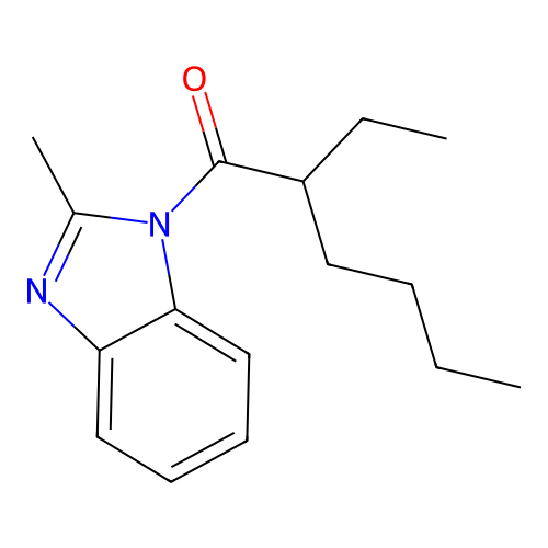 2-ethyl-1-(2-methyl-1H-benzimidazol-1-yl)hexan-1-one structure