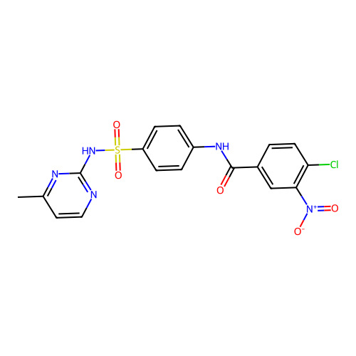 4-chloro-N-{4-[(4-methylpyrimidin-2-yl)sulfamoyl]phenyl}-3-nitrobenzamide structure