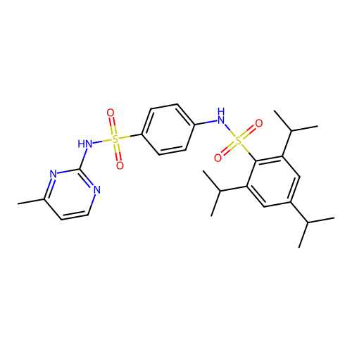 2,4,6-triisopropyl-N-(4-(N-(4-methylpyrimidin-2-yl)sulfamoyl)phenyl)benzenesulfonamide structure