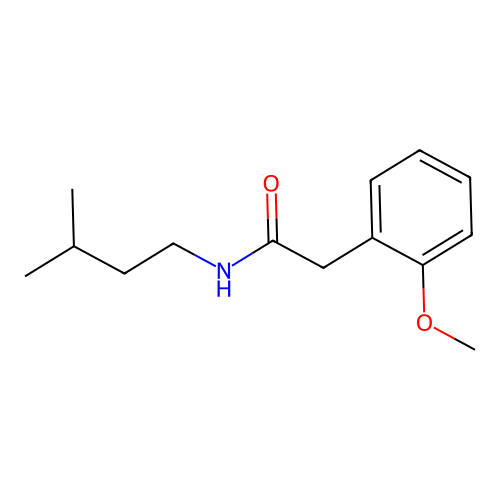 2-(2-methoxyphenyl)-N-(3-methylbutyl)acetamide structure