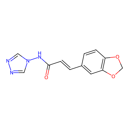 (2E)-3-(1,3-benzodioxol-5-yl)-N-(4H-1,2,4-triazol-4-yl)prop-2-enamide structure