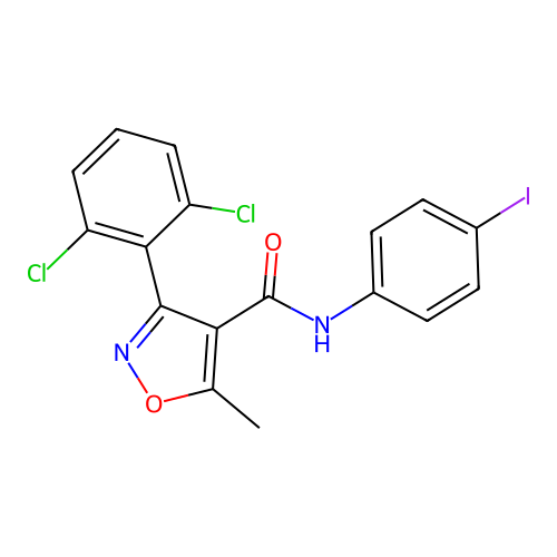 3-(2,6-dichlorophenyl)-N-(4-iodophenyl)-5-methyl-1,2-oxazole-4-carboxamide structure