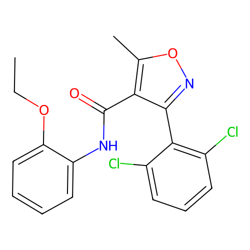 3-(2,6-dichlorophenyl)-N-(2-ethoxyphenyl)-5-methyl-1,2-oxazole-4-carboxamide structure