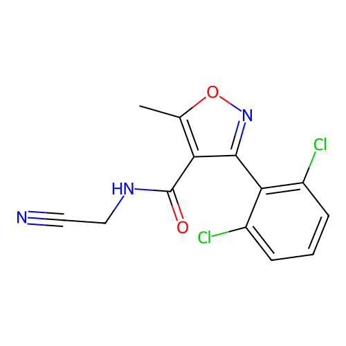 N-(cyanomethyl)-3-(2,6-dichlorophenyl)-5-methyl-1,2-oxazole-4-carboxamide structure