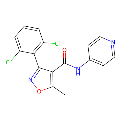 3-(2,6-dichlorophenyl)-5-methyl-N-(pyridin-4-yl)-1,2-oxazole-4-carboxamide structure