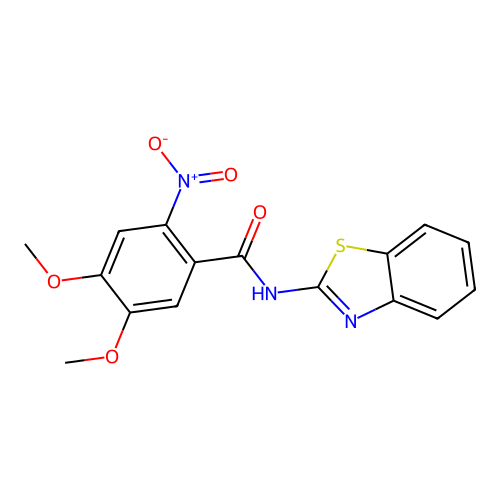 N-(1,3-benzothiazol-2-yl)-4,5-dimethoxy-2-nitrobenzamide structure