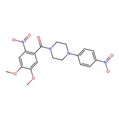 4,5-Dimethoxy-2-nitrophenyl 4-(4-nitrophenyl)piperazinyl ketone structure