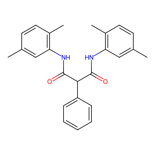 N,N'-bis(2,5-dimethylphenyl)-2-phenylpropanediamide structure