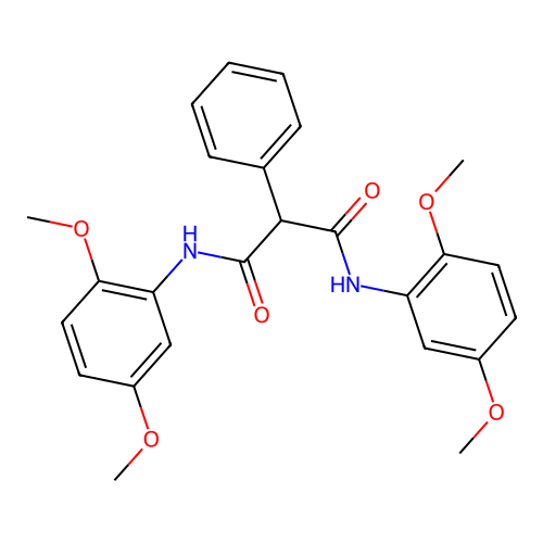 N,N'-bis(2,5-dimethoxyphenyl)-2-phenylpropanediamide structure