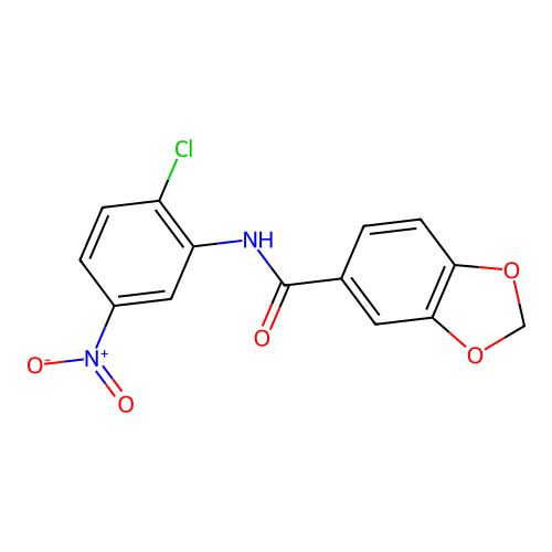 N-{2-chloro-5-nitrophenyl}-1,3-benzodioxole-5-carboxamide structure