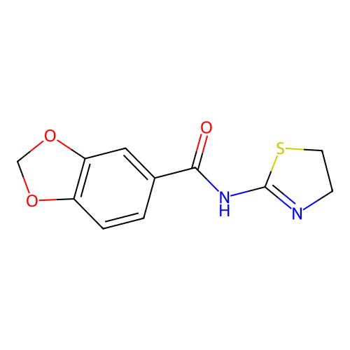 N-(4,5-dihydro-1,3-thiazol-2-yl)-1,3-benzodioxole-5-carboxamide structure