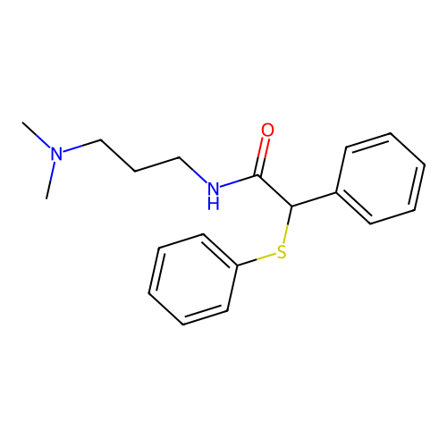 N-[3-(dimethylamino)propyl]-2-phenyl-2-(phenylsulfanyl)acetamide structure