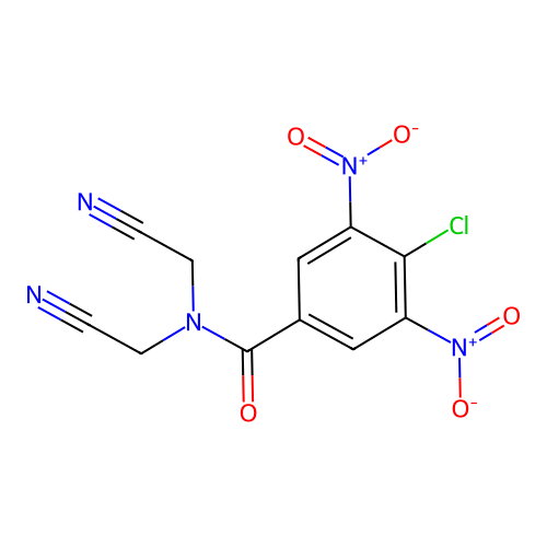 4-chloro-N,N-bis(cyanomethyl)-3,5-dinitrobenzamide structure