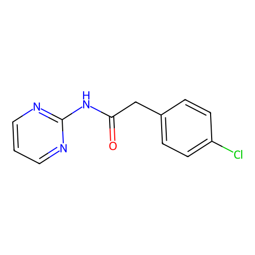 2-(4-chlorophenyl)-N-(pyrimidin-2-yl)acetamide structure