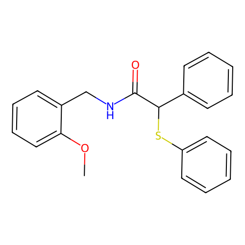 N-(2-methoxybenzyl)-2-phenyl-2-(phenylsulfanyl)acetamide structure