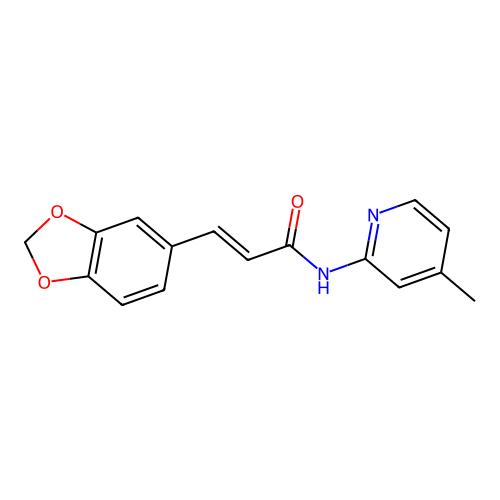 (E)-3-(1,3-benzodioxol-5-yl)-N-(4-methylpyridin-2-yl)prop-2-enamide structure
