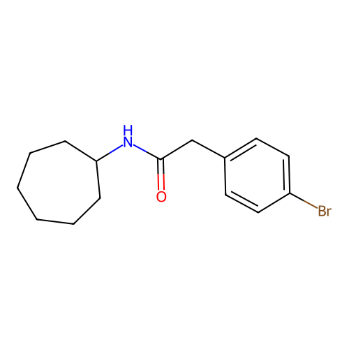 2-(4-bromophenyl)-N-cycloheptylacetamide structure
