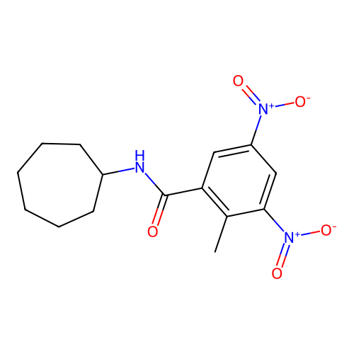 N-cycloheptyl-2-methyl-3,5-dinitrobenzamide structure